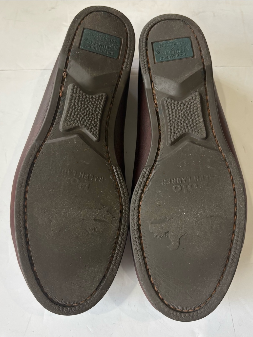 Vintage Polo Country Ralph Lauren Women 8 B Brown Leather Boat Shoes Made USA - Picture 7 of 9